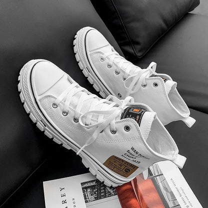 High-Top Men's Canvas Shoes Fashionable Casual Sport Sneakers for Teenagers And Adults All Seasons Available in Stock