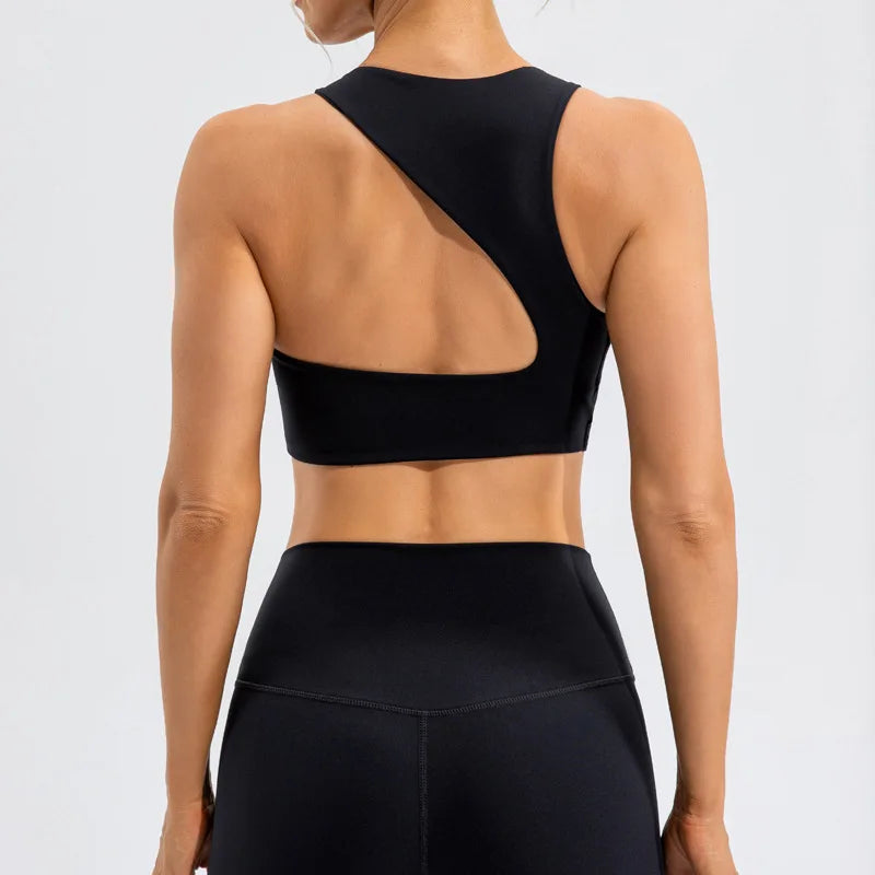 FUBEIKE Beauty Back Exercise Underwear Women Shockproof Yoga Push Up Bras Running Workout High Strength Sports Fitness Vest Black