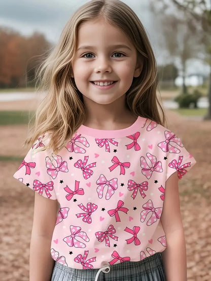 Kids Clothes Children's T-Shirt Girl Short Sleeve Top Cartoon Bow Kawaii Girls Summer Clothes Child T-Shirt Children's Clothing TXS00ZME