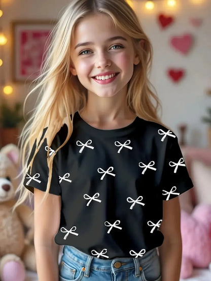 Kids Clothes Children's T-Shirt Girl Short Sleeve Top Cartoon Bow Kawaii Girls Summer Clothes Child T-Shirt Children's Clothing TXS00ZMC