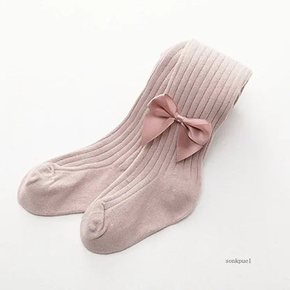 Spring Autumn Baby Girls Tights Cotton Knitting Tights for Girls Fashion Bowknot Children Girls Pantyhose Soft Leggings
