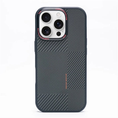 Matte Carbon Fiber Texture MagSafe Phone Case For iPhone 17 16 15 14 Pro Max 17Air Wireless Charging Alloy Lens Shockproof Cover Black