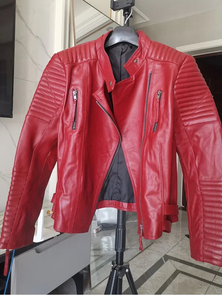 Women's Genuine Sheepskin Leather Jacket — Short Slim Fit