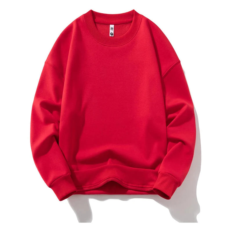 Customizable Thick Sweatshirt for Man Women Plain Hoodie Sweater Autumn Winter Fleece Sweatshirts Logo Original Design Red