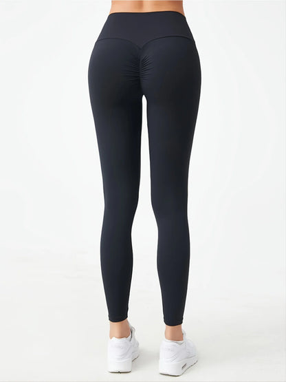 High Waist Butt Lifting Yoga Pants Ruched Peach Hip Quick Dry Breathable Stretch Sports Leggings for Gym Workout