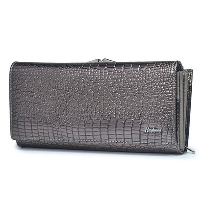 Women Luxury Designer Wallets Fashion Genuine Leather Purses for Woman 2022 Shiny Clutch Bags Long Handbags Wallet Ladies Gift Silver
