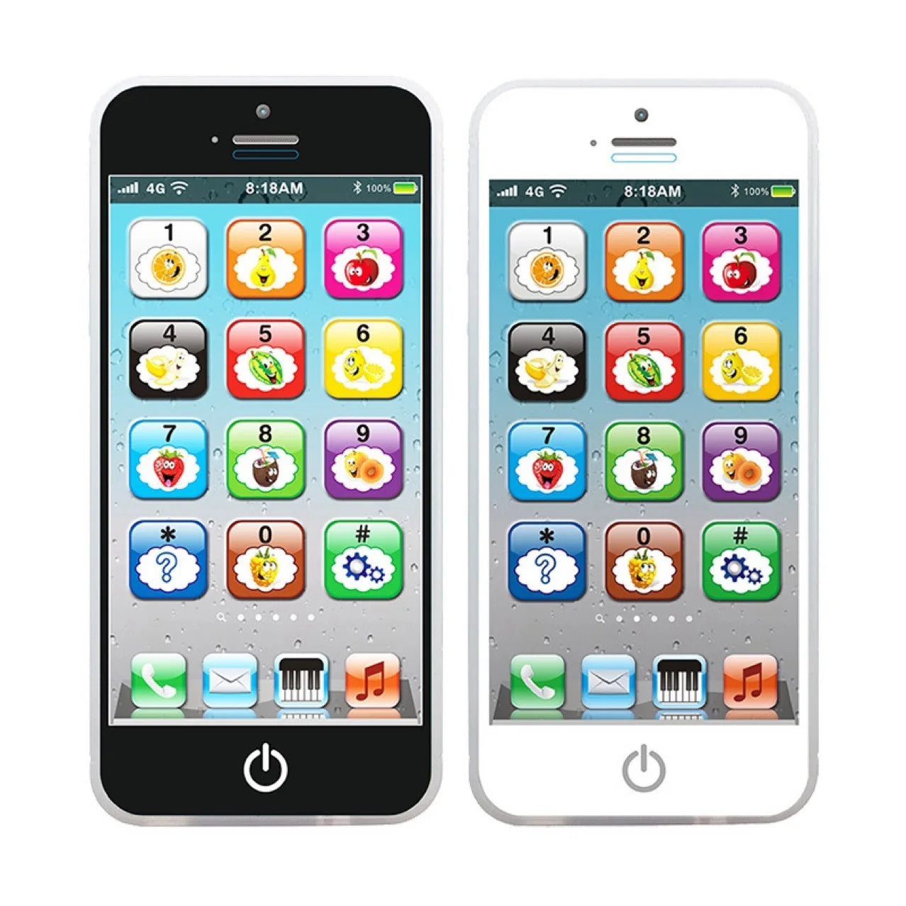 Kids Fun Learning Play Phone - Interactive Simulation, Numbers & Fruits, 12 Educational Keys - Fosters Cognitive Skills, Built-i