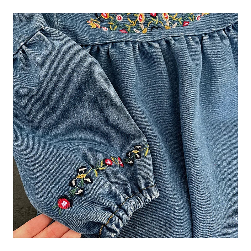 Floral Embroidered Denim Dress