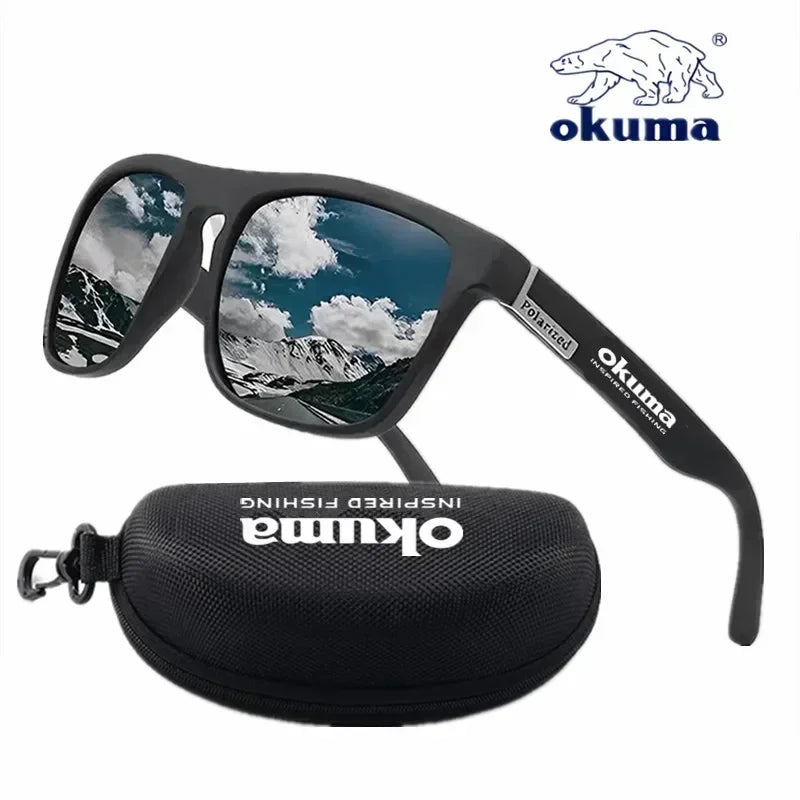 Okuma polarized sunglasses UV400 for men and women outdoor hunting, fishing, driving bicycles, sunglasses optional box Black with box