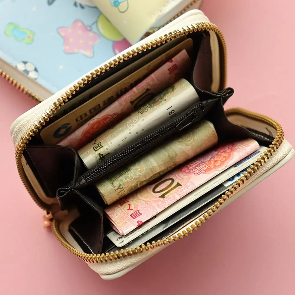 Kawaii Cute Cat Puppy Coin Purse Short Zipper Cartoon Wallet PU Leather Key Bag for Girls Gift