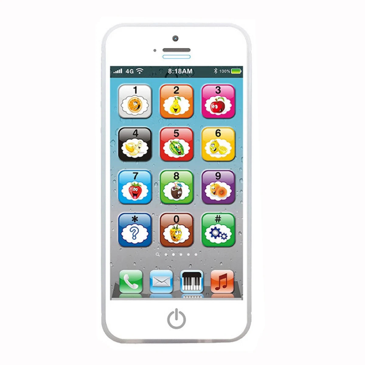 Kids Fun Learning Play Phone - Interactive Simulation, Numbers & Fruits, 12 Educational Keys - Fosters Cognitive Skills, Built-i WHITE