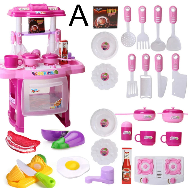 Kids Kitchen Playset,Pretend Food Kitchen Toys-Play Kitchen Accessories Cutting Food Toy, Pretend Play for Boys, Girls
