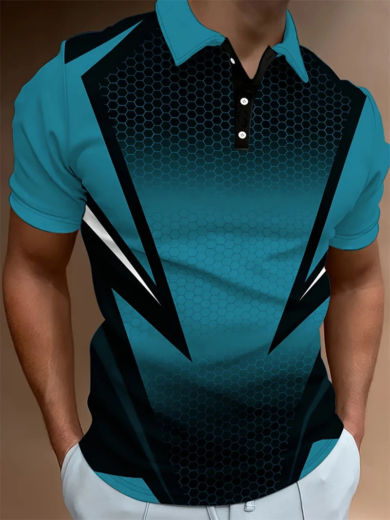 Summer Men's Stylish 3D Printed Short Sleeve Golf Shirts Polo Shirt Collared Shirt Business Casual Tops Oversized Polo Shirts Polo-ZFA61066