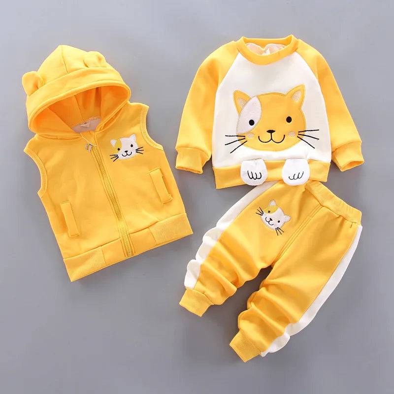 Cozy Fleece Kids 3-Piece Outfit Yellow