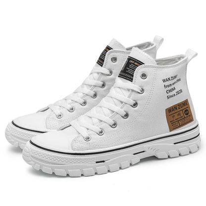 High-Top Men's Canvas Shoes Fashionable Casual Sport Sneakers for Teenagers And Adults All Seasons Available in Stock YM-2208A White