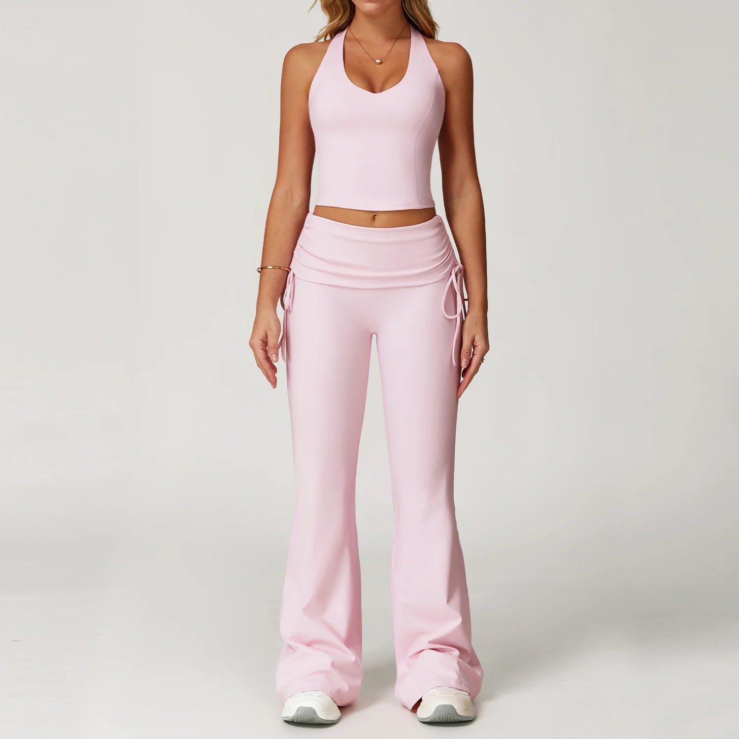 Women's 2-Piece Yoga Set — High Waist Leggings & Sports Bra, Gym & Workout Wear Honey Powder Set 2 China Mainland