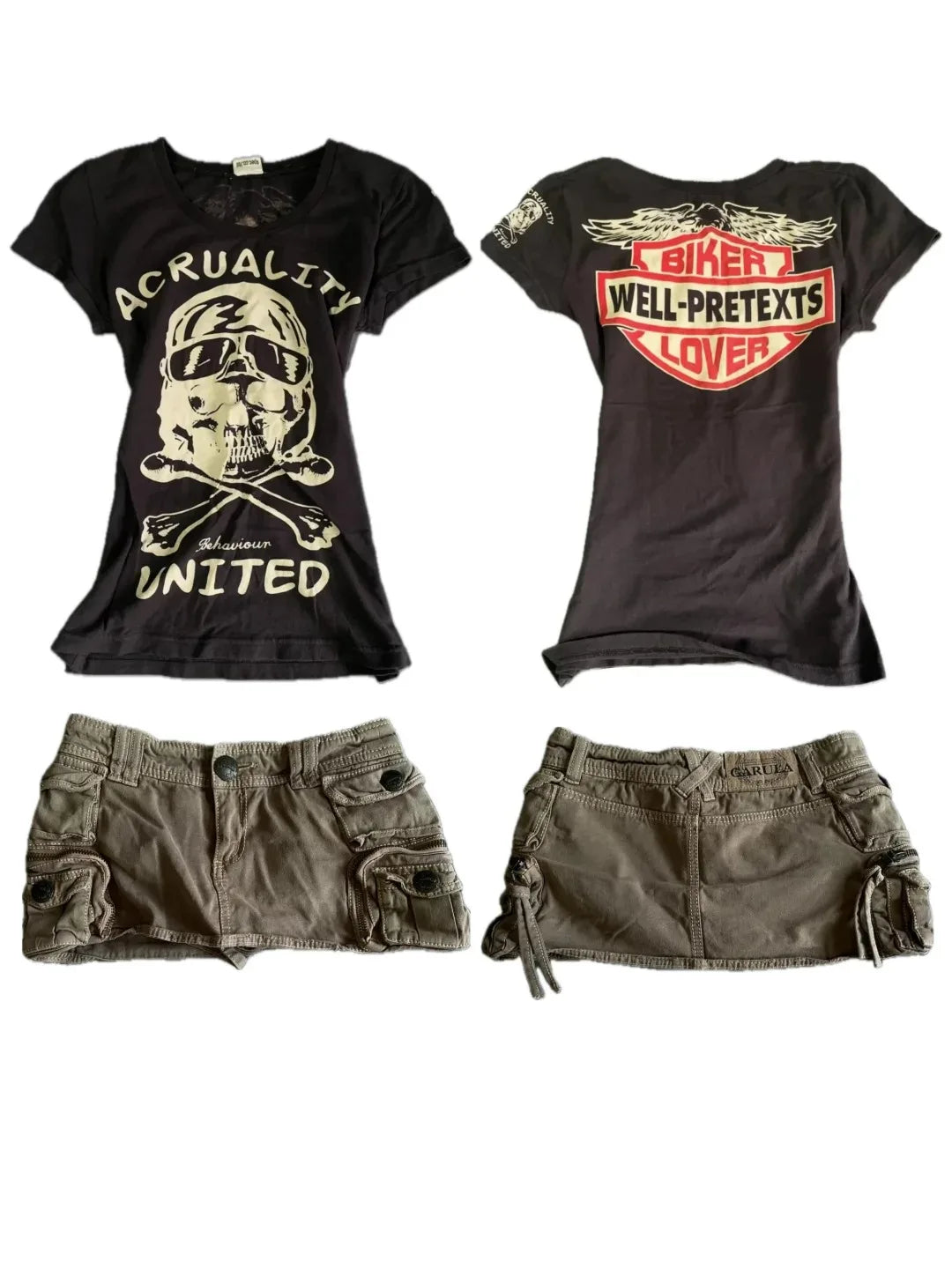 Vintage Biker Skull Crop Top
