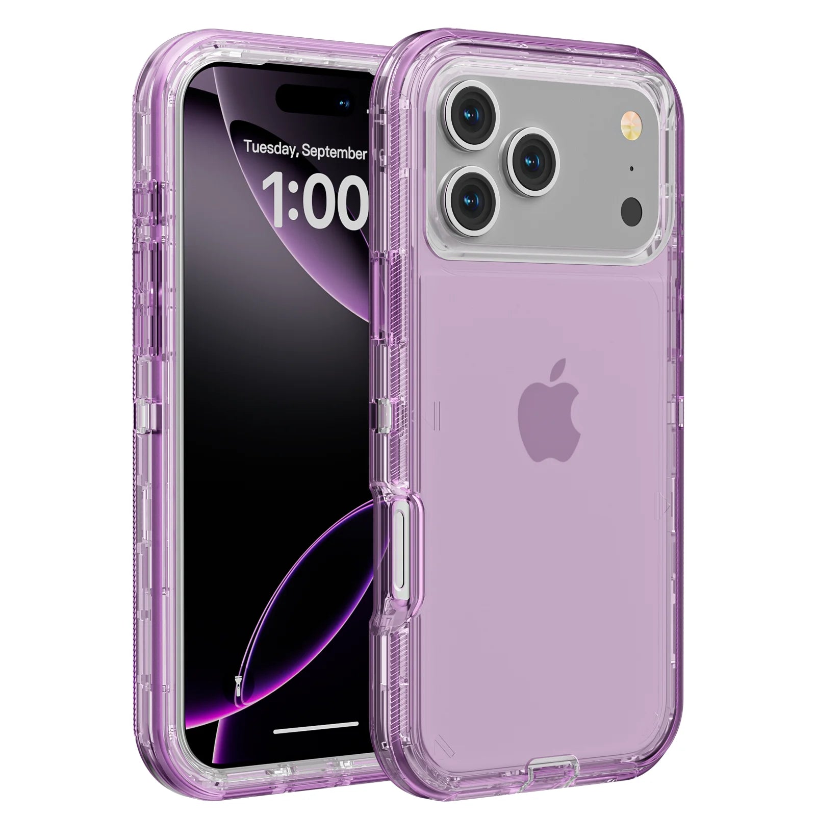 3 IN1 For iPhone 17 16E 15 14 16 PLUS 11 17 Pro MAX MINI 17 Air Phone Case Heavy Duty Hybrid Rugged Shockproof Armor Hard Cover PURPLE