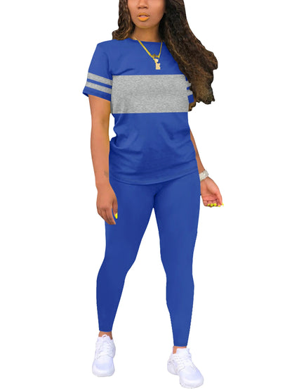 Women's Summer Casual Set Fashionable Comfortable Ensemble Ladies Clothing Outfit Blue