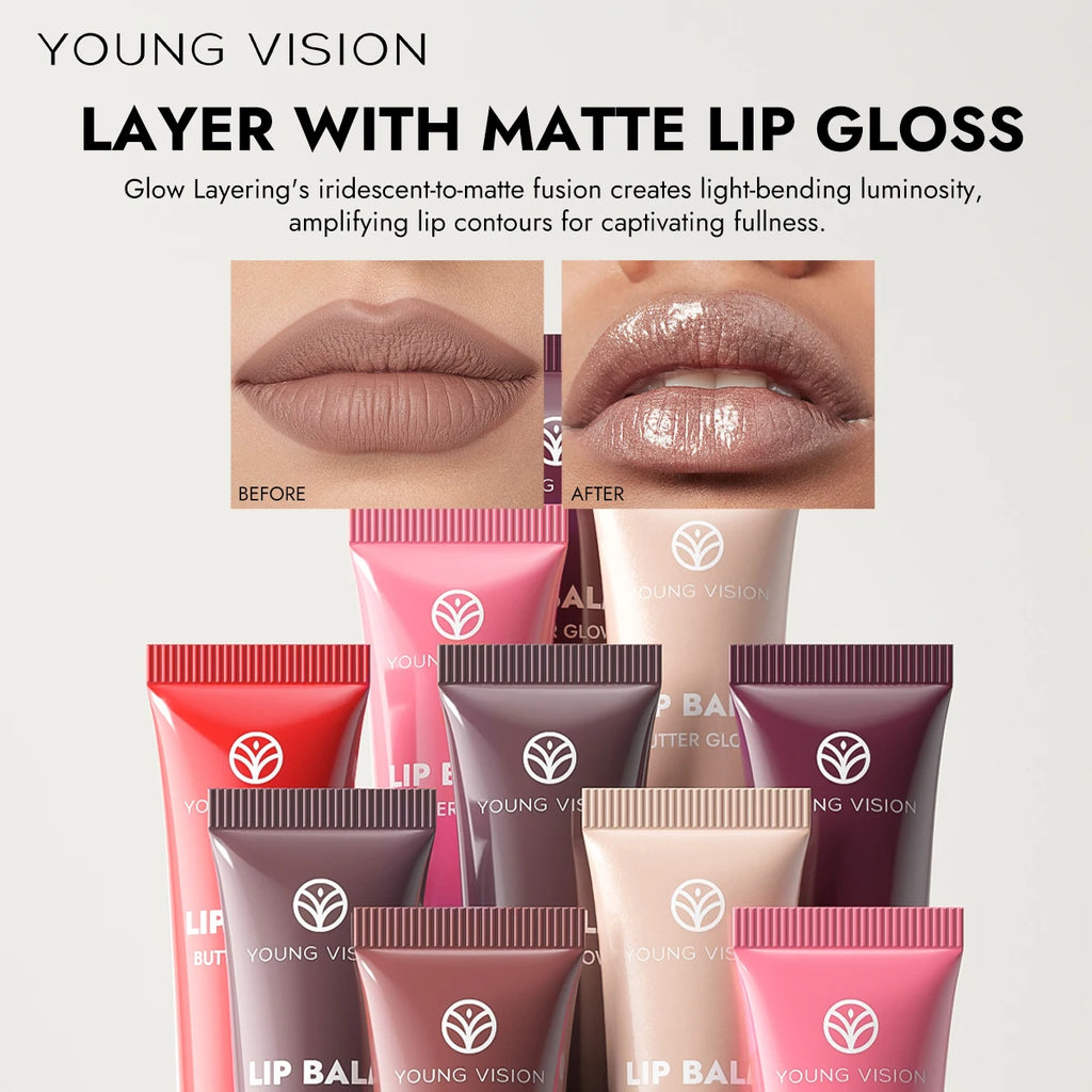 YOUNG VISION 6 Colors Fine Shimmering Hydrating Pipe Lip Gloss Moisturizing Crystal Gloss Lip Gloss Layering Lip Makeup