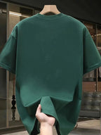 Men's 100% pure cotton fashionable casual loose Italian style Milan letter printed round neck short sleeved T-shirt top