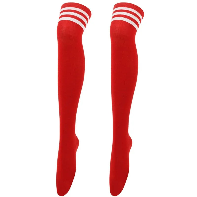 Black/White Striped Long Socks Women Sexy Over Knee Thigh High Socks Over The Knee Stockings Ladies Girls Warm Long Tube Socks ﻿ red white