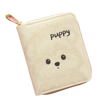 Kawaii Cute Cat Puppy Coin Purse Short Zipper Cartoon Wallet PU Leather Key Bag for Girls Gift 4 Puppy