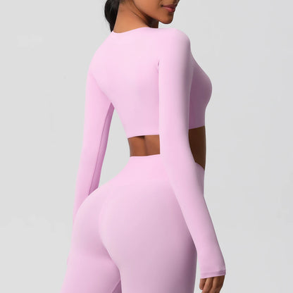 Yoga Shirts For Women Long Sleeve With Padded Fitness Running Gym Clothes Workout Dry Fit Breathable High Elastic Sports Top
