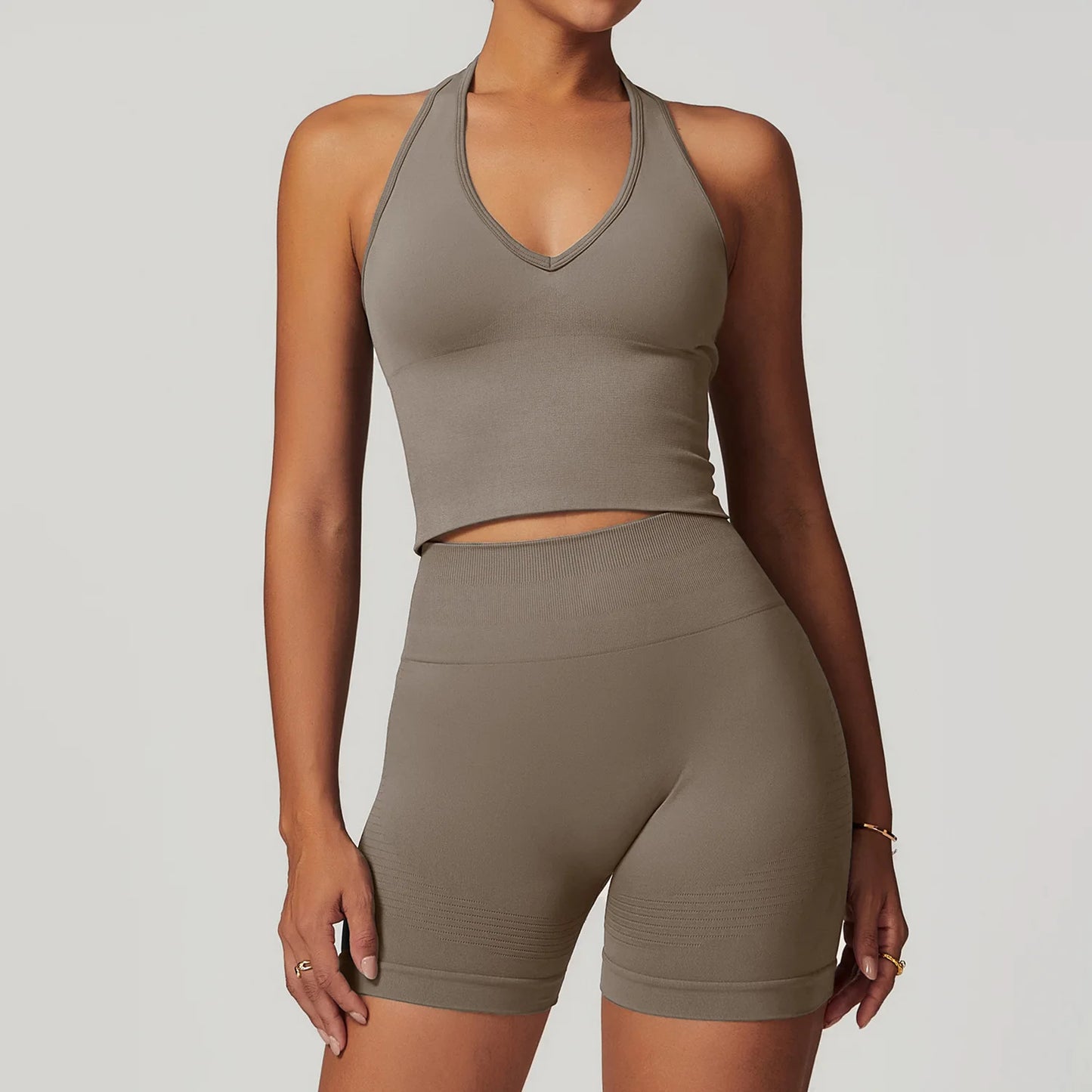 2/3/4PCS Yoga Set Gym Clothes Sportswear Seamless Yoga Suits For Women Fitness Long Sleeved Tracksuits Sports Bra Gym Leggings Coffee Set 5 China Mainland