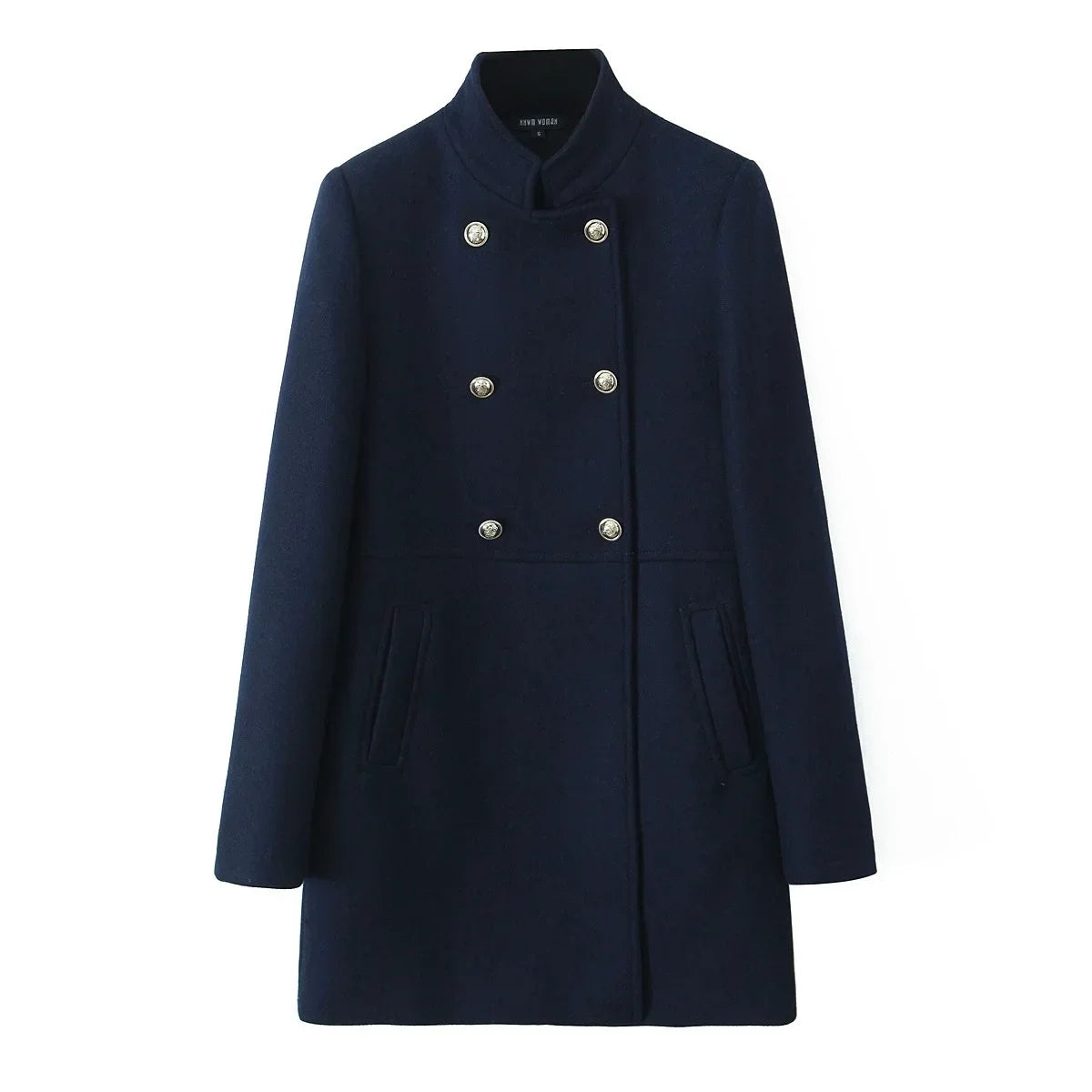 Woolen Coat Fall Fashion Black Long Coat Elegant And Pretty Women's Coats American Retro Autumn Outerwear Urban Coats navy