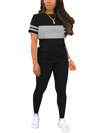 Women's Summer Casual Set Fashionable Comfortable Ensemble Ladies Clothing Outfit black