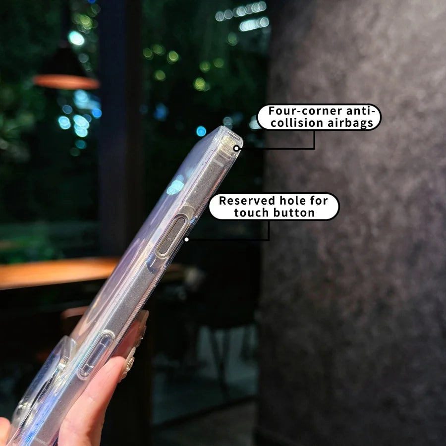 Suitable For iPhone 17pro max case，17 Air ，17Pro Transparent  PC +TPU Hard glittery gradient Magnetic protective case