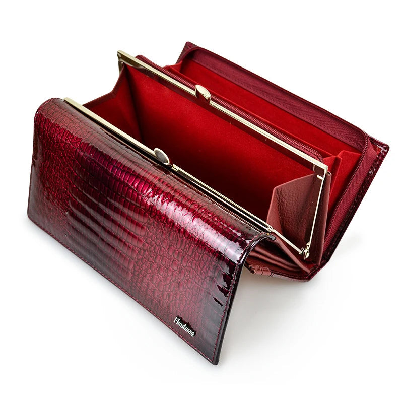 Women Luxury Designer Wallets Fashion Genuine Leather Purses for Woman 2022 Shiny Clutch Bags Long Handbags Wallet Ladies Gift