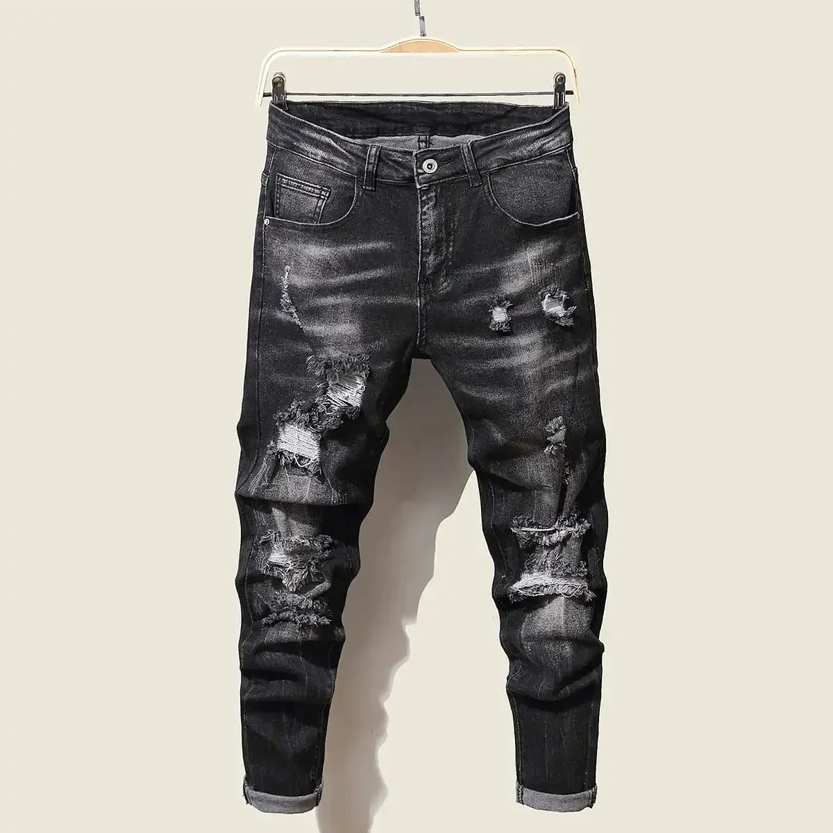 Fashion Men's Jeans Pants Stretch Dark Blue Skinny Jeans For Men Casual Slim Fit Denim Pants Korean Style Male Trousers Jeans Black