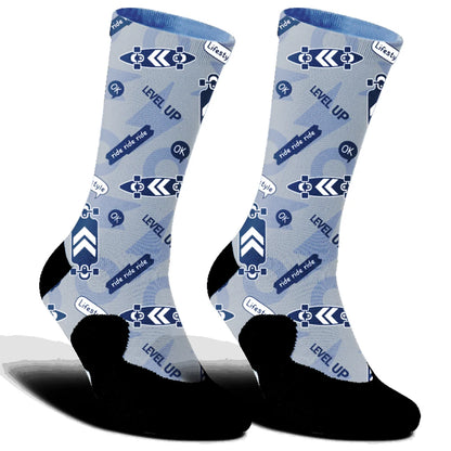 2025 Highway bike socks Skeleton Skateboarding Donut print Cycling socks New comfortable anti slip sports bike socks GRAY