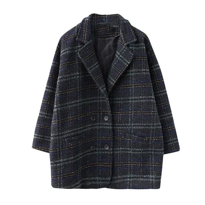 Checkered Coat for Women 2025 Spring New Korean Edition Retro Western Style Reduced Age Small Fragrant Whisper Coat for Women WF
