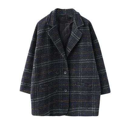 Checkered Coat for Women 2025 Spring New Korean Edition Retro Western Style Reduced Age Small Fragrant Whisper Coat for Women WF