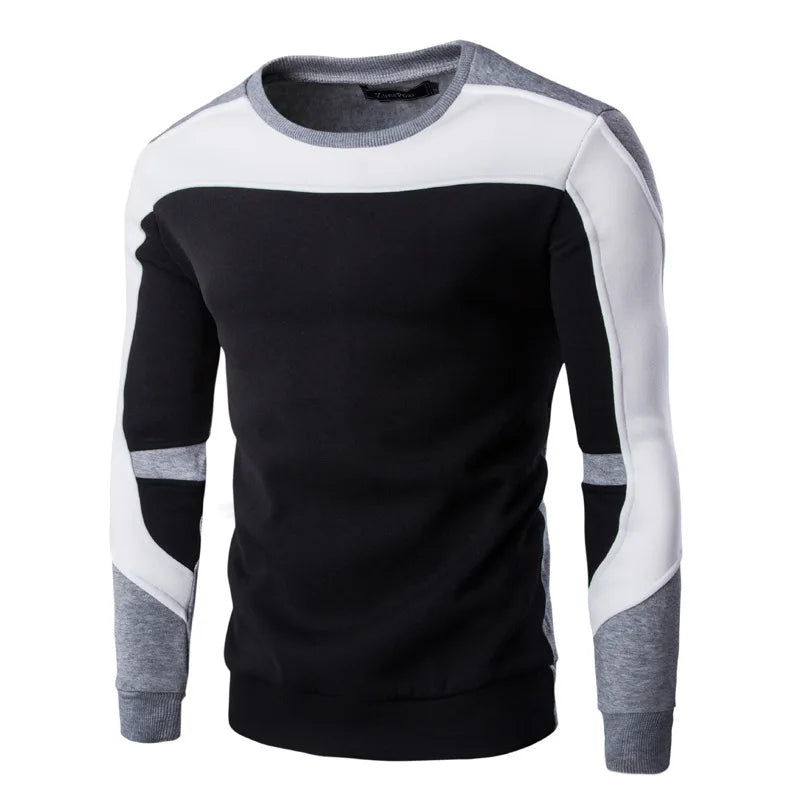 2025 Men's Sweatshirt Casual Fashion Hoodies Men Slim Fit Pullover Male Long Sleeve Streetwear Patchwork Quality Sweatshirts Men CJW437Black