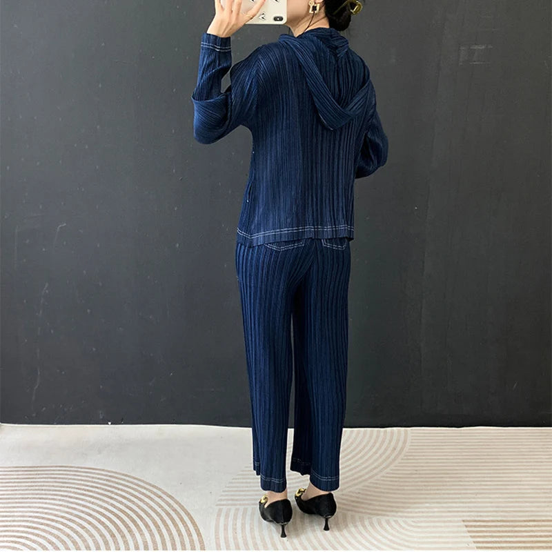 Hooded Jacket & Wide Leg Pants Set