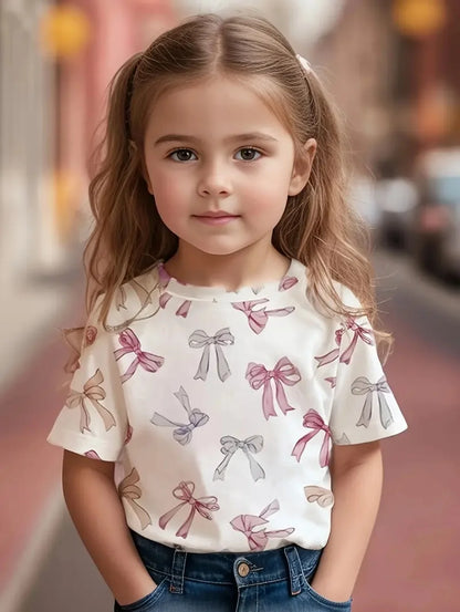 Kids Clothes Children's T-Shirt Girl Short Sleeve Top Cartoon Bow Kawaii Girls Summer Clothes Child T-Shirt Children's Clothing TXS00ZMG