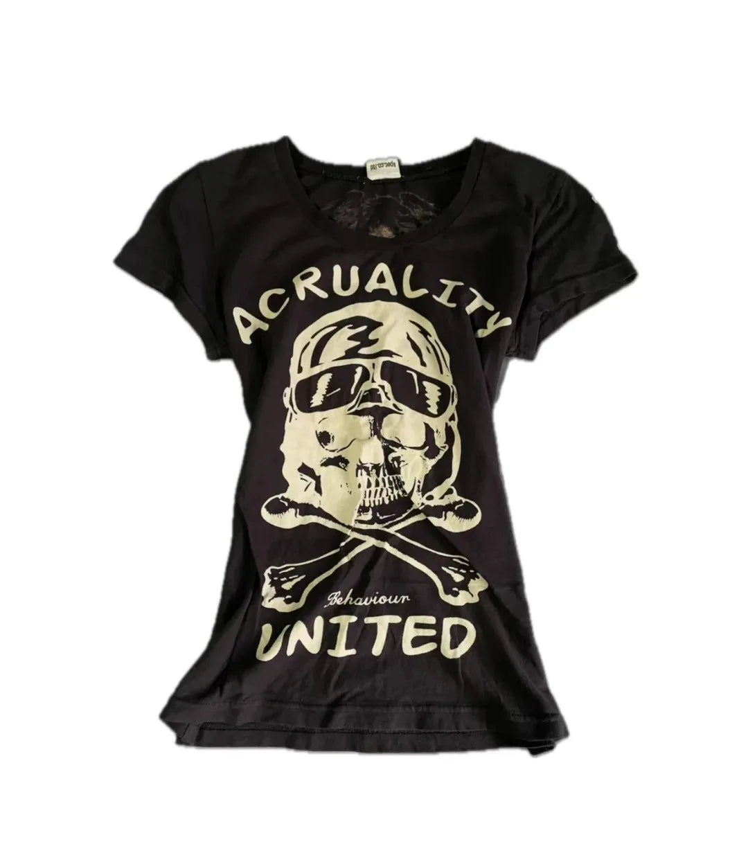 Vintage Biker Skull Crop Top black