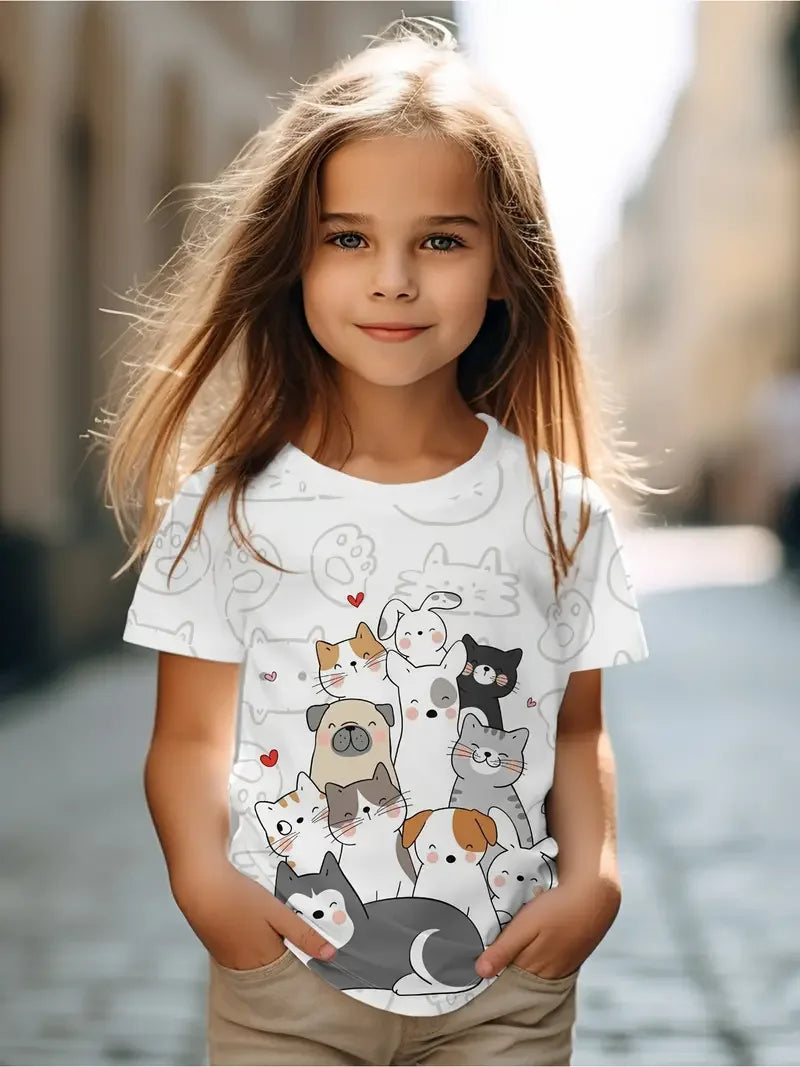 Kawaii Cat Cartoon T-Shirt S35TX3390 CHINA