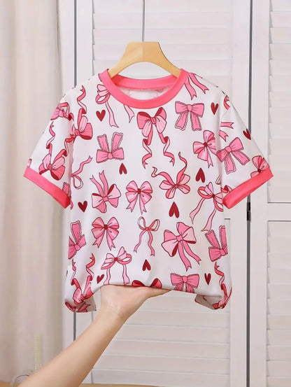 Kids Clothes Children's T-Shirt Girl Short Sleeve Top Cartoon Bow Kawaii Girls Summer Clothes Child T-Shirt Children's Clothing TXS00ZMH