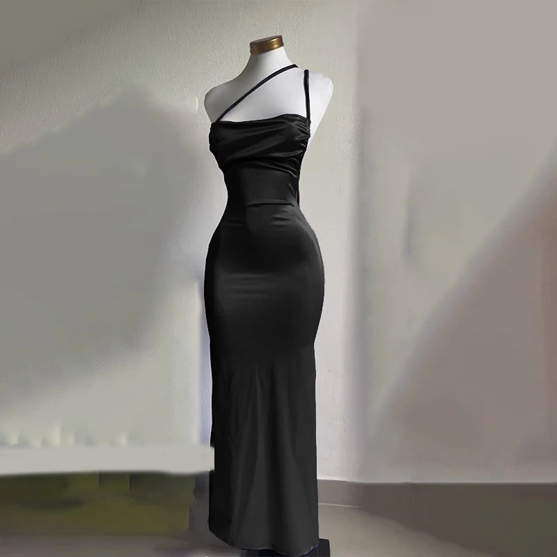 2025 European and American hot new dress summer high-end Y2K sexy suspender spicy girl dress long skirt black