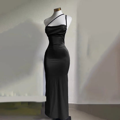 2025 European and American hot new dress summer high-end Y2K sexy suspender spicy girl dress long skirt black