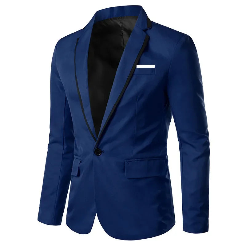 Man Party Dresses Leather Dress Coats Suits Blazer Clothing Men's Solid Color Suit Coat Mens Blazers Navy Blue