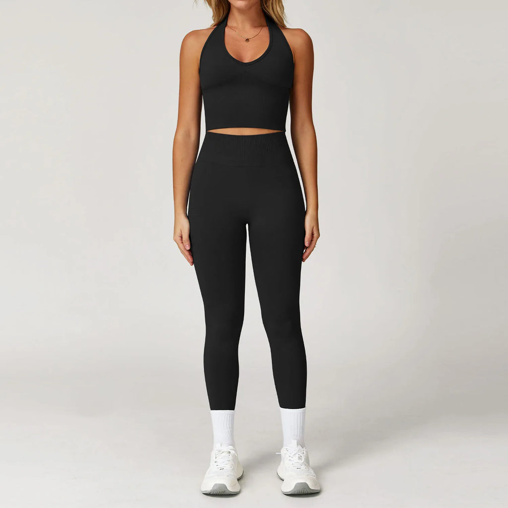 Yoga Set Gym Clothes Sportswear Seamless Yoga Suits For Women Fitness Long Sleeved Tracksuits Advanced Black Set 6 China Mainland