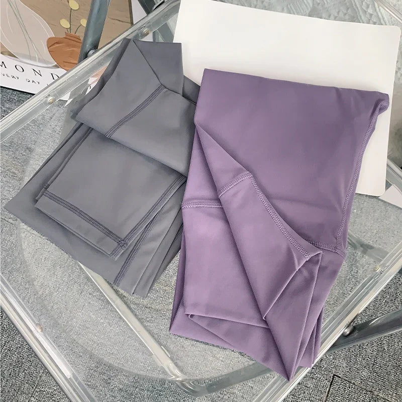 Women's High-Waist Yoga Leggings Breathable Quick-Drying Fitness Running Cycling Workout Gym Clothing Ankle-Length Solid Color