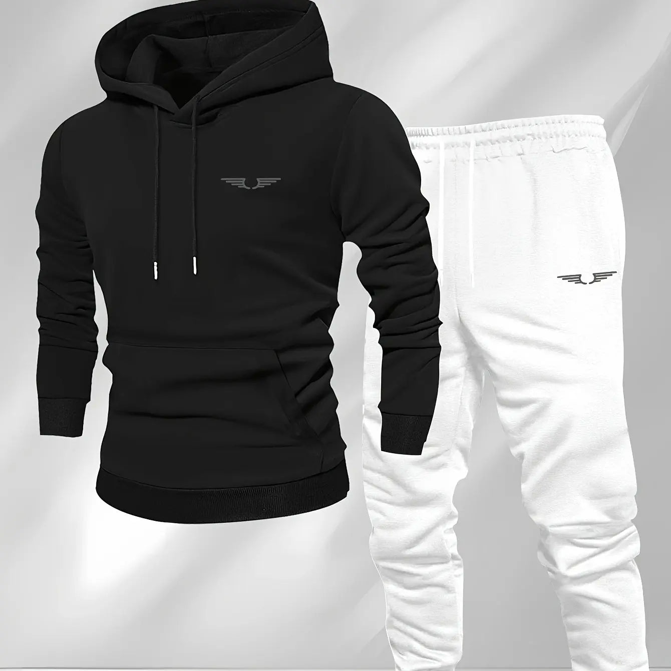 Hooded sweatshirt for men trendy American streetwear style long-sleeved top for men 2025 new autumn stylemen's clothing black white