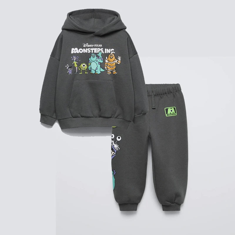 Cartoon Car Kids Hoodies Outfits Spring Clothing Loose Casual Hooded Tops + Pants Children Two Piece Set Toddler Costume Suits